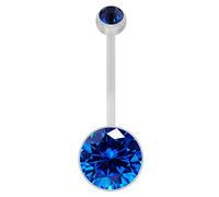MONSTER PIERCING Dark Blue Round CZ Stone 14 Gauge Clear Bio Flexible Pregnancy Belly Bar Jewellery