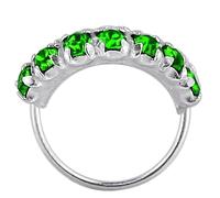 MONSTER PIERCING Dark Green 7 Crystal Stones Paved 22 Gauge 925 Sterling Silver Seamless Continuous Nose Hoop Ring