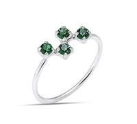 MONSTER PIERCING Dark Green Claw Set 4 Round Stones 22 Gauge 925 Sterling Silver Open Hoop Nose Ring Jewellery
