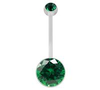 MONSTER PIERCING Dark Green Round CZ Stone 14 Gauge Clear Bio Flexible Pregnancy Belly Bar Jewellery