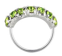 MONSTER PIERCING Light Green 7 Crystal Stones Paved 22 Gauge 925 Sterling Silver Seamless Continuous Nose Hoop Ring