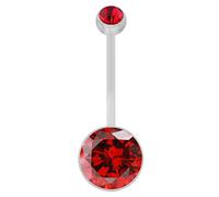 MONSTER PIERCING Red Round CZ Stone 14 Gauge Clear Bio Flexible Pregnancy Belly Bar Jewellery