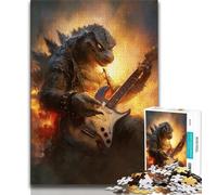 Monster Playing Guitar JigsawPuzzle 1000 Pieces for Adults,Challenging To Complete But Fun And Humorous with Matching Poster And Trivia Sheet (38x26cm)