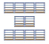 Monster Racking 10 x Garage Racking Shelving Unit / 5 Tier 1600mm Wide x 600mm Deep / Steel & MDF Shelves Blue