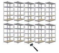 Monster Racking 10 X Q-Rax Grey Metal Racking Units 120 X 50 X 180Cm