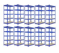 10 x Blue Racking Bay Unit 5 Tier Heavy Duty Steel Metal 280kg