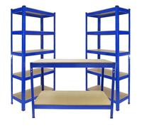 Monster Racking 2 X 90Cm T-Rax Heavy Duty Racking Metal Storage Shelving Units & Garage Workbench