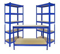 Monster Racking 2 X T-rax 75Cm Blue & Metal Storage Workbench, Blue