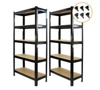 2 x Black Racking Bay Unit 5 Tier Heavy Duty Steel Metal 150kg capacity Per Shelf Garage Shelves Storage Warehouse Shed Workshop Boltless Shelving 75cm x 150cm x 30cm Free Bay
