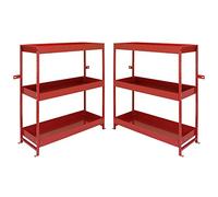 Monster Racking 2 x Van Shelving Unit Red Racks Metal 6 Shelves Volcano Shelving Tool Storage Unit Duo Organised Equipment Storage Garage Workshop or Shed, 116.5cm x 115cm x 34.8cm