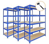 3 x Blue Racking Bay Unit 5 Tier Heavy Duty Steel Metal 200kg
