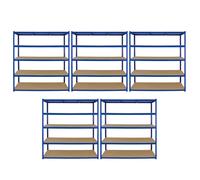 Monster Racking T-rax 5 X Extra Wide Storage Shelves, Blue, 160Cm W, 60Cm D, Blue