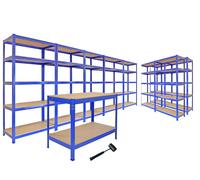 Monster Racking Garage Racking - Junk Eater Bundle - Boltless 5 Tier Garage Shelves, Blue