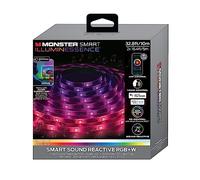 Monster RGB+W Sound Reactive Light Strip, Smart Multicolor + Multi-White, Indoor Use, App & Voice Control, Xtreme Easy Assembly