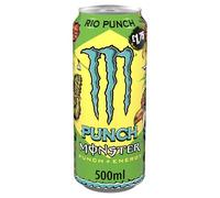 Monster RIO PUNCH Energy Drink 12 x 500ml Cans Tropical Flavour High Caffeine Carbonated Energy Beverage