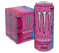 Monster Ruby Red Energy Drink, Zero Sugar, 4 x 500ml