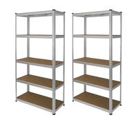 2 Garage Shelving Units 5 Tier Racking Storage Warehouse Bays Industrial Heavy Duty Boltless Steel Shelves