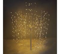 Monster Shop 6 FT Willow Tree White 400 LED Warm White Lights with Metal Square Base 180cm Christmas Garden Ornaments for Home Xmas Display Decoration Indoor/Outdoor White