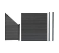 Composite Fence Panel Angled Piece & 3 Metal Posts 6ft Double