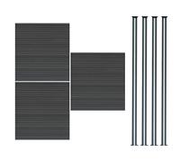 Monster Shop Composite Fence Panel x 3 & LED Posts 6ft x 17ft - Grey