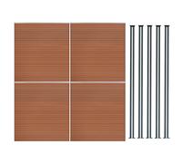 Monster Shop Composite Fence Panel x 4 & LED Posts 6ft x 23ft - Brown