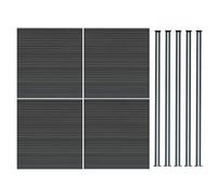 MonsterShop Composite Fence Panels Kit X 4 & Posts X 5 Set - Grey