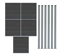 Monster Shop Composite Fence Panel x 5 & LED Posts 6ft x 29ft - Grey