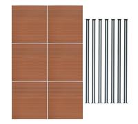 MonsterShop Composite Fence Panels Kit X 6 & Posts X 7 Set - Brown
