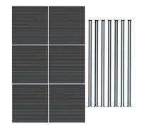 MonsterShop Composite Fence Panels Kit X 6 & Posts X 7 Set - Grey