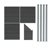 Monster Shop Composite Fence Panels x 3, Angled Piece & LED Posts x 4 - Grey