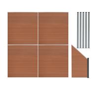 Monster Shop Composite Fence Panels x 4, Angled Piece & LED Posts x 5 - Brown