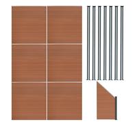 Monster Shop Composite Fence Panels x 6, Angled Piece & LED Posts x 7 - Brown