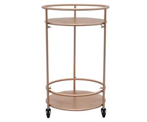 Monster Shop Drinks Trolley Bar Cart Serving Table Rose Gold On Wheels Round Storage Organisation Décor Art Deco 30's Style Cocktail Tea Party Furniture Side-table Modern Vintage 2 Shelves