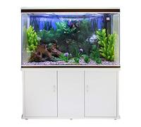 Monster Shop Large Fish Tank White 4ft 300L 65 Gal Aquarium Marine Tropical Saltwater Freshwater. White Cabinet Storage Stand. Natural Gravel. Filter, Air Pump, Heater, LED Light Tank Accessories…