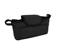 Pet Stroller Caddy Organiser Black Pushchair Pram Travel Accessory Bag Detachable Hook & Loop Straps Elastic Cup Pouch Front Pocket Large Capacity Multifunctional Waterproof Oxford Fabric Blue