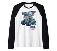Monster Style Truck 8th Birthday Kids Boy 8 Year Old Raglan Baseball Tee