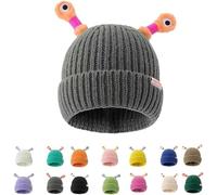 Monster Tentacle Hat,Winter Parent-Child Cute Cartoon Light-Emitting Little Monster Knit Hat,Cute Glowing Little Monster LED Knit Beanie with Retractable Lighted Tentacles Soft Warm Caps (Dark Grey)