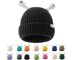 Monster Tentacle Hat,Winter Parent-Child Cute Cartoon Light-Emitting Little Monster Knit Hat,Cute Glowing Little Monster LED Knit Beanie with Retractable Lighted Tentacles Soft Warm Caps (Black)