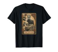 Monster The Lovers Tarot Card Frankenstein & Bride Gothic T-Shirt