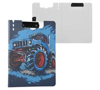 Monster Truck 1 Clipboard a4 Clip Board Foldover Document Folder Files for Paperwork with Clips Lightweight Plastic