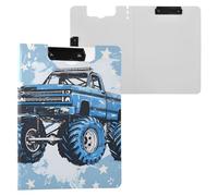 Monster Truck 2 Clipboard a4 Clip Board Foldover Document Folder Files for Paperwork with Clips Lightweight Plastic