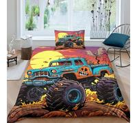 Monster Truck 3D for Childrens And Adults Printed Cartoon Anime Duvet Cover Set with Pillow Cases Quilt Bedding Set 3 Piece Set Quilt Cover Single(135x200cm)