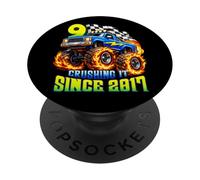 Monster Truck 9th Birthday Crushing It Since 2017 Party Boys PopSockets Adhesive PopGrip