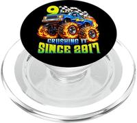 Monster Truck 9th Birthday Crushing It Since 2017 Party Boys PopSockets PopGrip for MagSafe