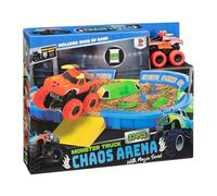 Monster Truck Arena Playset For Kids - 33pc Monster Truck Chaos Arena With Magic Sand And Stunt Obstacles - Off-Road Racing Track Set For Boys Ages 3+ Indoor Adventure Crush Yard Toy