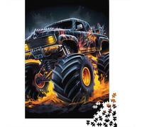 Monster Truck Art 1000 Pieces Durable Chipboard Fire Truck Decor Jigsaw for Kids 12+ Easy Grip Pieces Stocking Filler 52x38cm/1000pcs