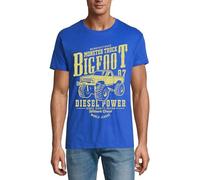 Monster Truck Bigfoot Diesel Power Crew Neck Cotton Men's T-Shirt Royal Blue XX-Large