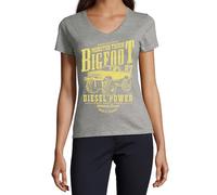 Monster Truck Bigfoot Diesel Power Women's Cotton V-Neck T-Shirt Gray XX-Large