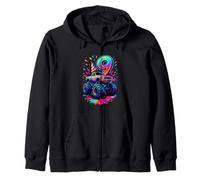 Monster Truck Birthday 9th Bday 9 Years Old Boys Girls Kids Zip Hoodie