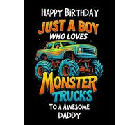 Monster Truck Birthday Card for Daddy - For Him Age Male Boy Man Animal Art